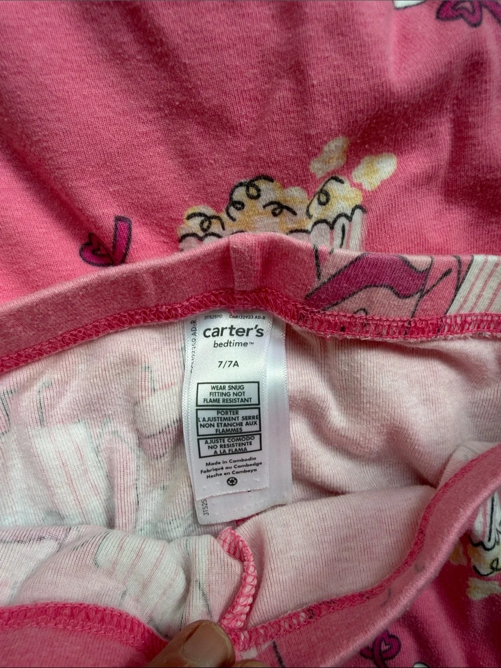 2 - Carters girls Pink Popcorn & Movie Night Pajamas size 7